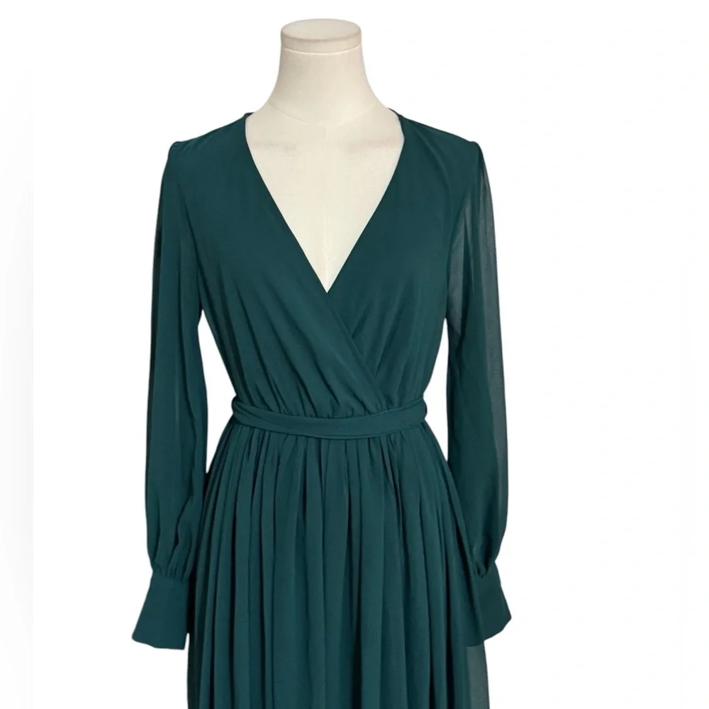 BALTIC BORN Celine Maxi Dress Hunter Green Size S Wedding Party Wrap Flowy Slits - Picture 13 of 15